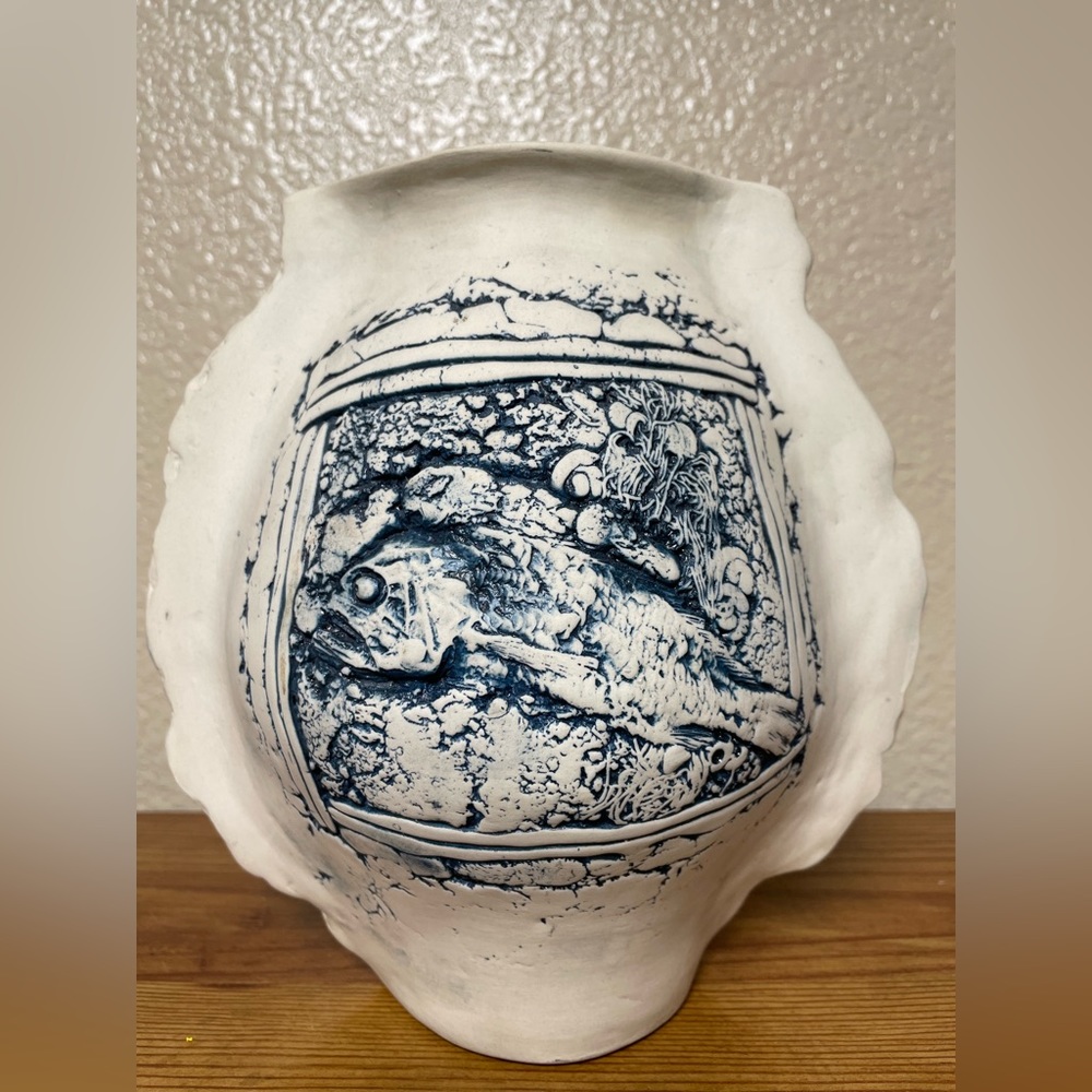 Tenmoku Pottery Malaysia Handcraft Fish Vase